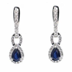 Eclipse Luxe 18K White Gold Blue Sapphire Diamond Drop Earrings